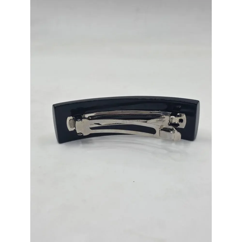 Chanel Black white Polka Dot Interlocking CC Hair Clip - Picture 13 of 14